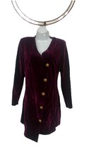 BOOHOO women's burgundy velvet dress,long sleeves gold-toned buttons.Size 8#3.