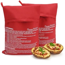 Microwave Potato Bag, 2 Pack of Reusable Baked Potato Microwave Baking Bag, Red