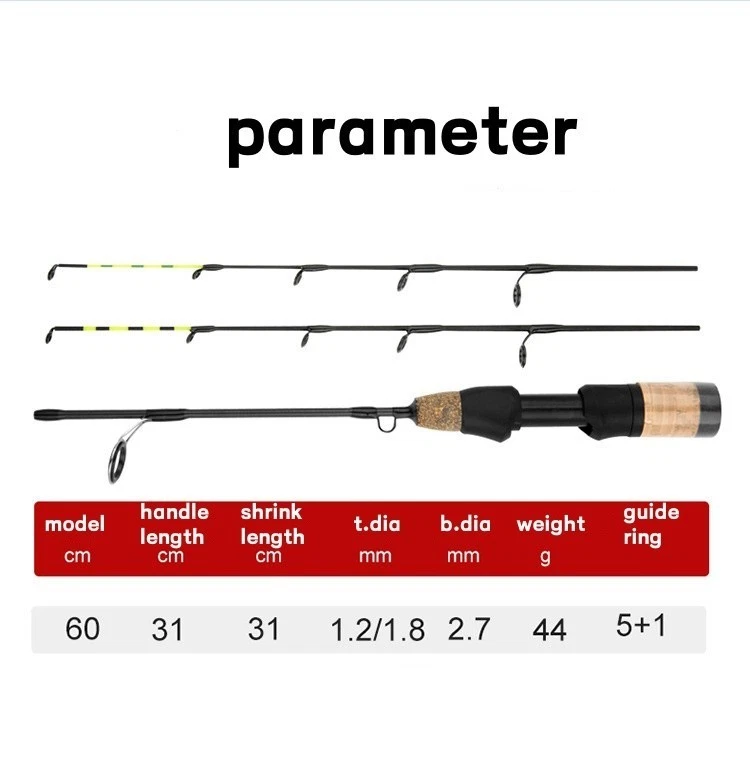 Ice Fishing Rod Carbon Fiber Fast Action Casting Spinning Travel Rod Carp 60cm - Image 2 of 4