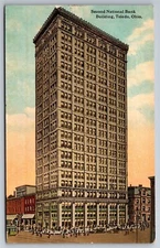 Second National Bank Building Busy St Corner Toledo OH C1913 DB Postcard W14