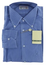 Luigi Borrelli Blue Striped Chambray Shirt - ...