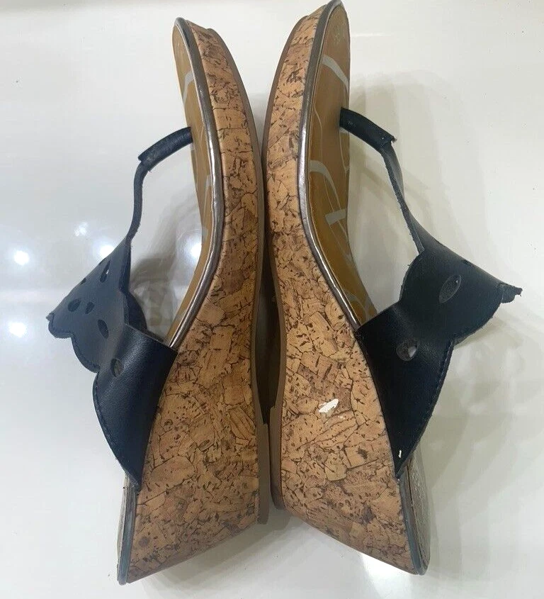 Sam & Libby shoes size 9 1/2 black wedge plat form heels thong vintage 00's - Image 4 of 4