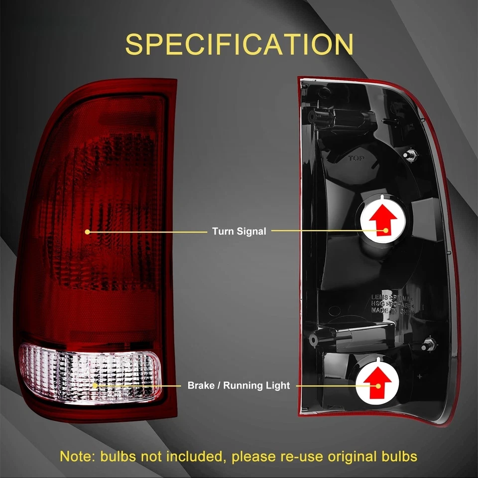 Smoke Tail Lights For 97-07 Ford F150 Heritage/F250/350/450/550 Super Duty Foto 3 de 4