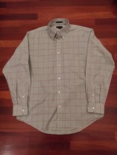 LANDS' END Men's Long Sleeve Plaid Dress Shirt 100 Cotton Green White Purple L