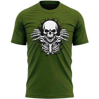 Gruseliges Skelett Herren T-Shirt Shirt Lustig Halloween Ihn X Ray Tee Mann Top Trick...
