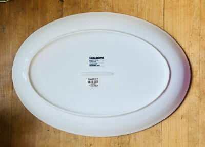 Crate Barrel Fishy Oval Platter Dinner Plate Blue White 12 3/4 x