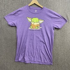 Star Wars Boys T Shirt Baby Yoda Work Hard Sleep Harder Purple SZ Large