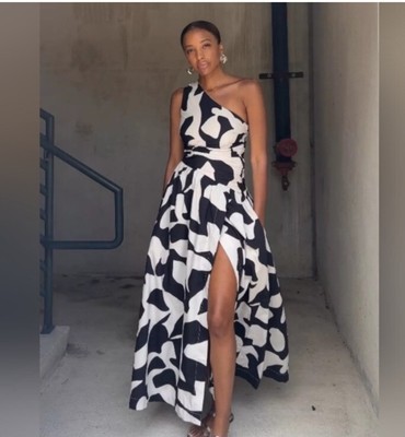 NWT Abercrombie & Fitch L Fiore One-Shoulder Maxi Dress Cutout High Front Slit