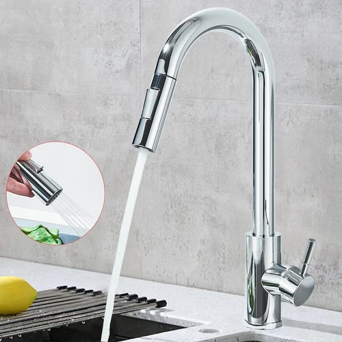 Silver Kitchen Faucet Extendable Shower Faucet Kitchen 360° Sink Faucet UK - Picture 8 of 14