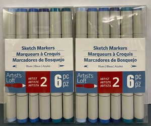 Details About 2 Artists Loft 6 Pc Sketch Markers Blues New In Packaging