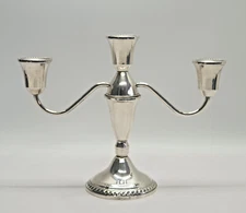 Sterling Silver Three-Head Candelabra/Candle Holder Weighted 7.5 "