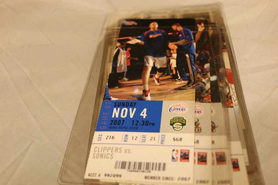 TICKETS - Chris Kaman Los Angeles Clippers SuperSonics 2007 Stubs Lot of 2  - Image 3 of 3
