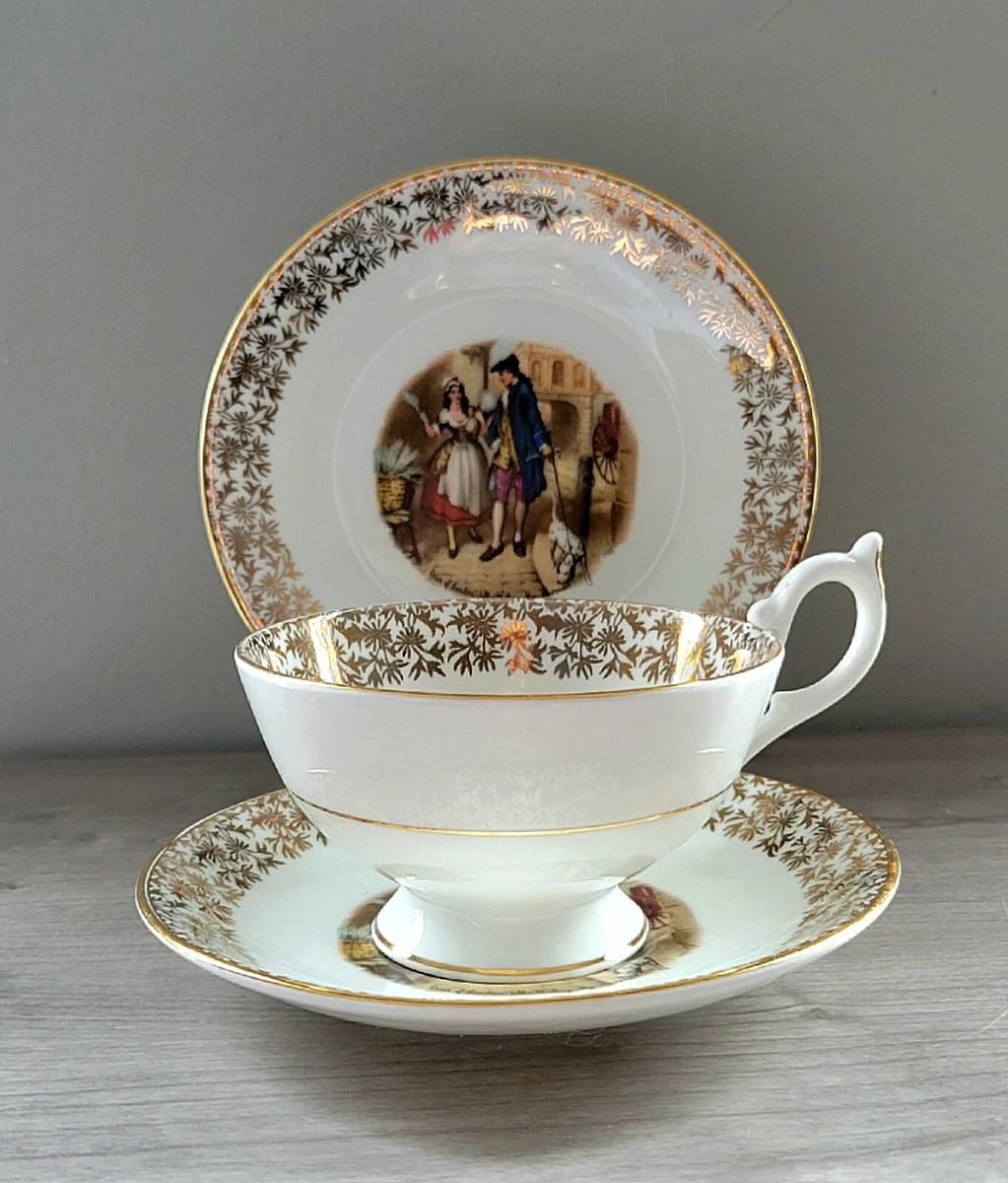 Vintage Bone China Tea Cup, Saucer & Underplate Set Cries Of London,  England.