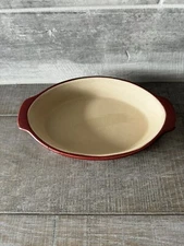 Pampered Chef Small Oval Baker Cranberry New Traditions 5.5” X 9.5” X 1.5”