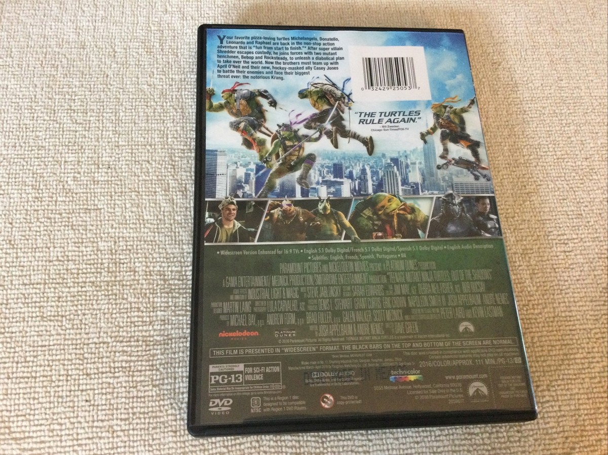 Teenage Mutant Ninja Turtles: Out of the Shadows (DVD, 2016), No