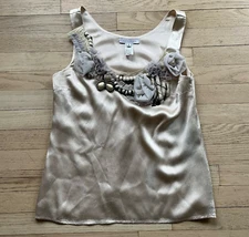 Vintage Anthropologie Corey Lynn Calter Snowscape Tank Silk Embellished Size 6