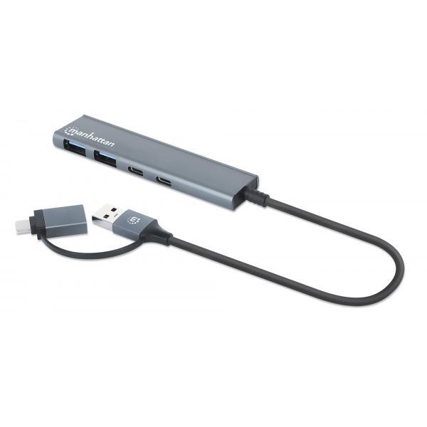 Manhattan Hub 2 Porte USB-A + 2 Porte USB-C™ USB 3.2 Gen 1