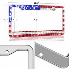 1 Usa America Flag Patriotic Crystal License Plate Frame Cap Made With Swarovski 1 Usa America Flag Patriotic Crystal License Plate Frame Cap Made With Swarovski