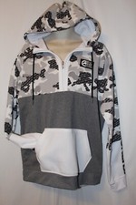 mens ecko unltd 1/4 zip poly hoodie pullover S nwt polar camo white