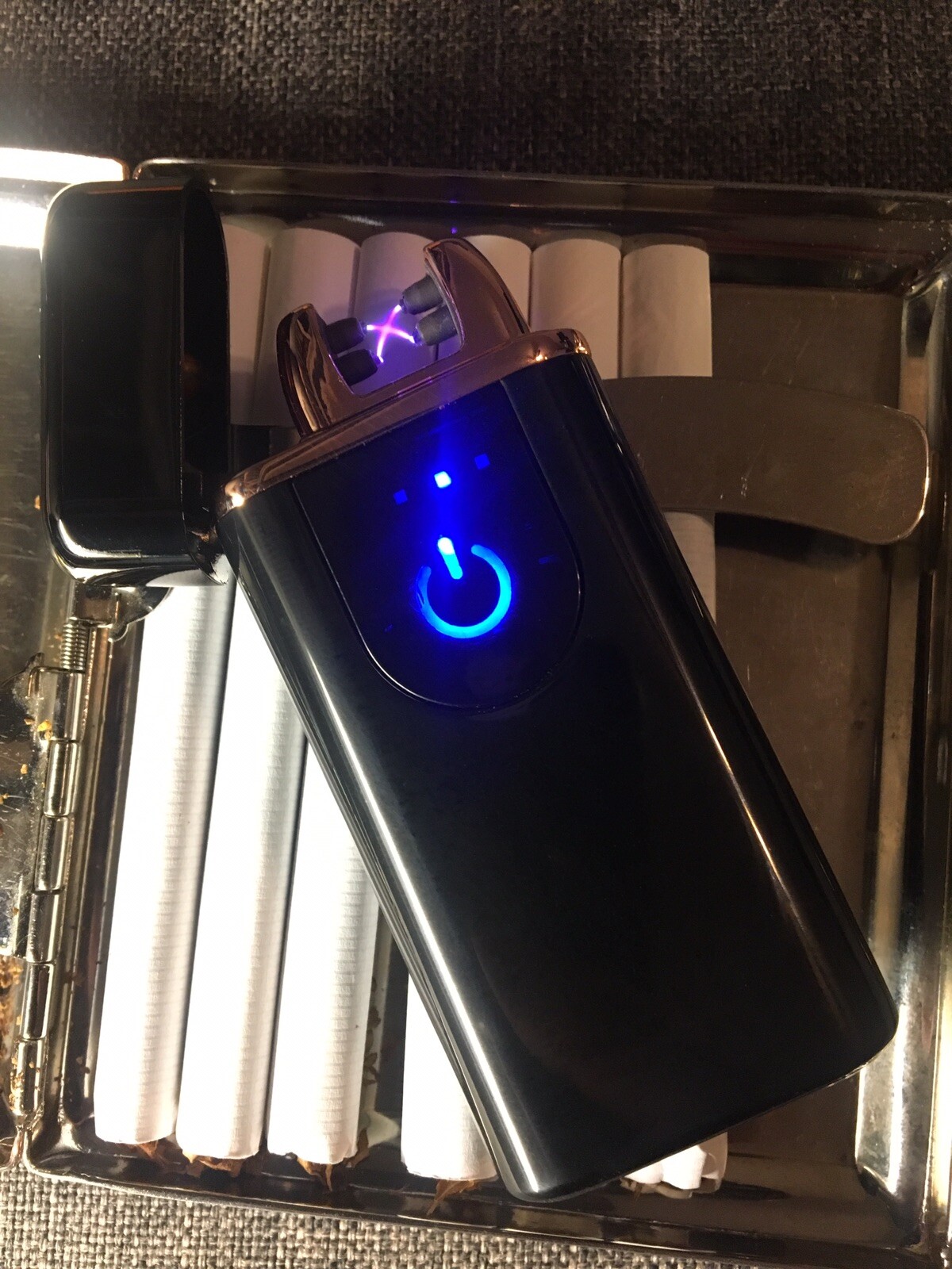Dual Arc Rechargeable USB Lighter - Touch Activated - Black - US SELLER