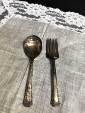 Fork  Spoon Nursery Silver Plate Baby Silverware Set Elaine