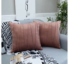 Pack of 2- 18x18" Velvet Throw Pillow Cover Cases Luxury Striped, - Jam
