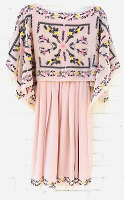 free people sheer batiste frida embroidered dress Free People Tops | Blouse | Color: Black/Blue | Size: Xs