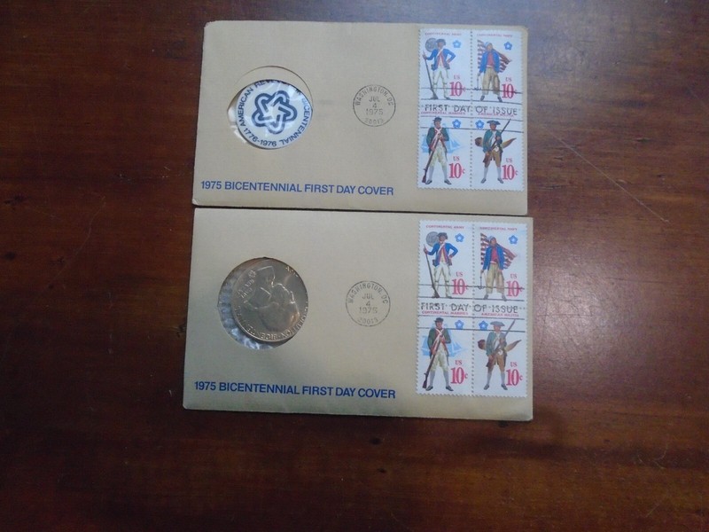 Two Bicentennial First day covers/ Bronze Coins 7-4-1975.VG.