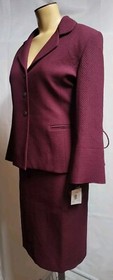 Anne Klein Two Piece Set Skirt Suit Size Petite 8P Laceup Corset Detail Wine