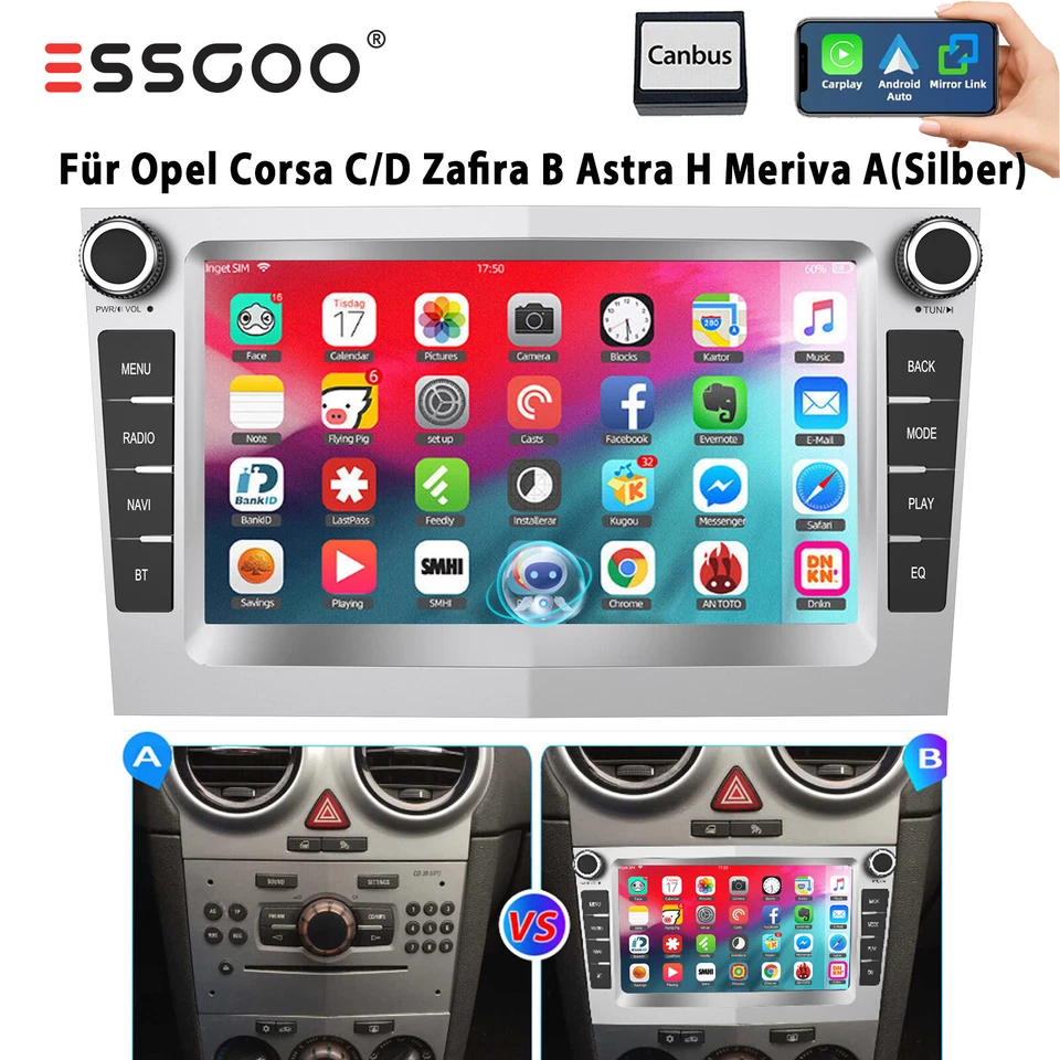 Android14 Apple Carplay Autoradio GPS Für Opel Astra H Corsa C D Vectra Zafira B - Bild 3 von 4
