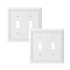 DEWENWILS White Light Switch Cover, Metal Toggle Light Switch Wall Plate, 2 Pack