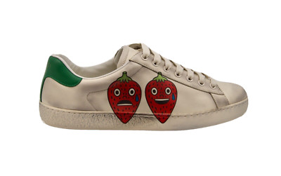 GUCCI Off-White Strawberry Leather Sneakers