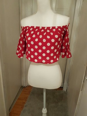 red polka dot crop top