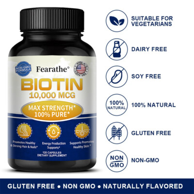 Biotin Kapseln-30/60/120Stück-10000mcg Kalzium - für Haar Haut Nägel - Vegan