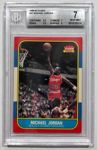 1986-87 Fleer #57 Michael Jordan BGS 7 Great Subs 9.5 Centering