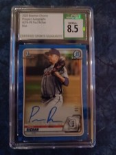 2020 Bowman Paul Richan CPA-PR Blue Refractor 099/150 Auto 1st CSG 8.5 NM/Mint