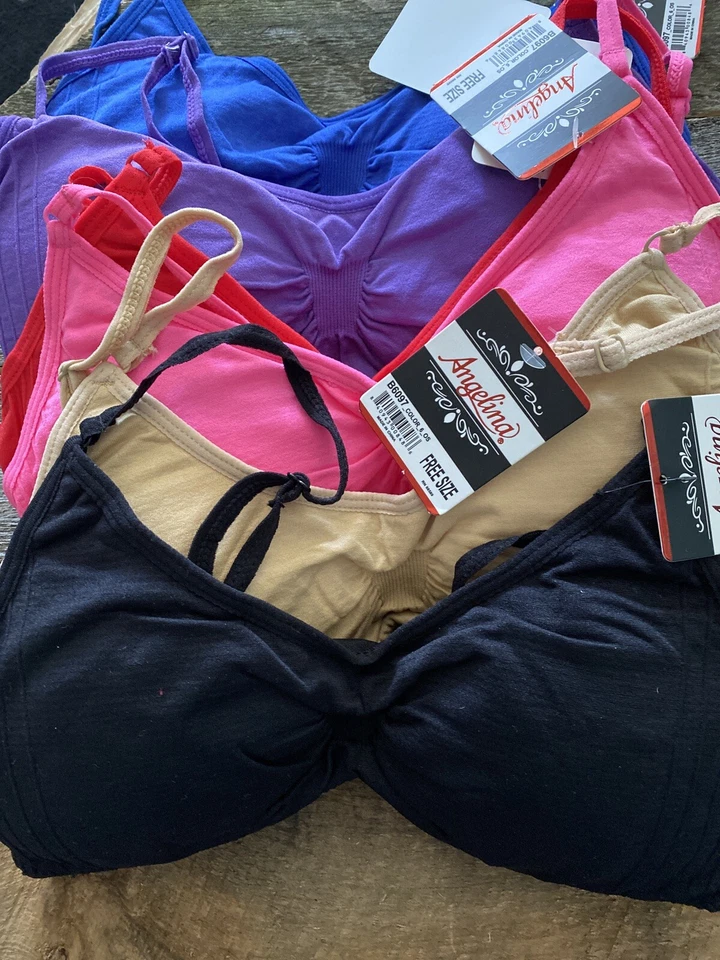Bralette Angelina talla única para la mayoría de las costuras con correa de espagueti sin cables (paquete de 6) Foto 2 de 3