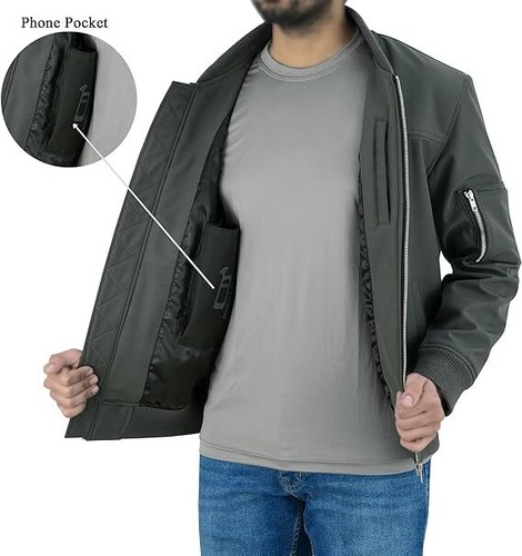 Men's Lightweight Softshell Bomber Jacket - Classic Style, Wind-Resistant Coat - Picture 22 of 25