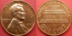 1965 Lincoln Memorial Cent / Penny / AU.