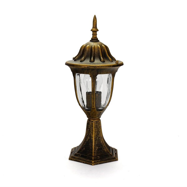 Sockelleuchte AußEn E27 43 Cm IP43 Rustikal Aluminium Glas Stehlampe Wegeleuchte-image