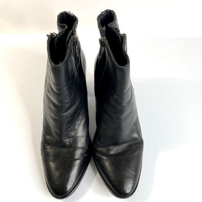 Ash Farah Leather Ankle Boots Women 6 Black Block Heel Zip Booties   Flawed