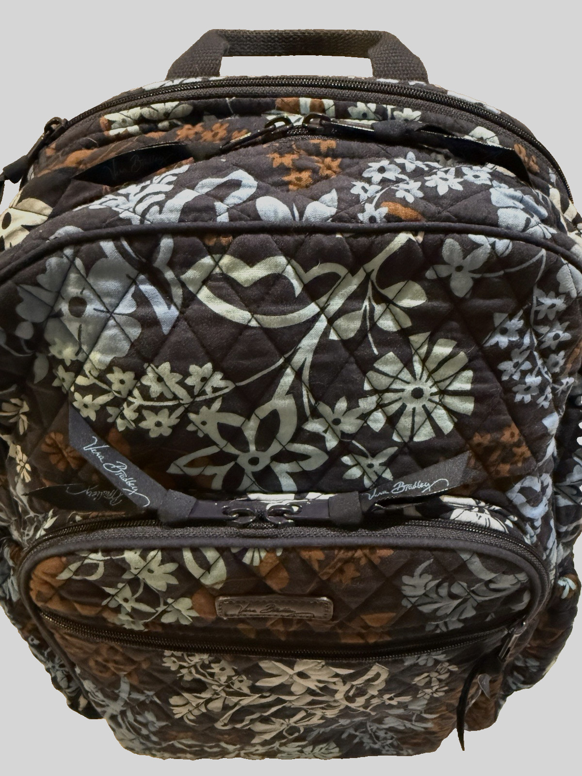 Vera Bradley Quilted  Backpack Java Flora Blue Br… - image 5