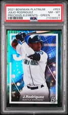 2021 BOWMAN PLATINUM PRECIOUS ELEMENTS GREEN #PE9 JULIO RODRIGUEZ 84/99 PSA 8