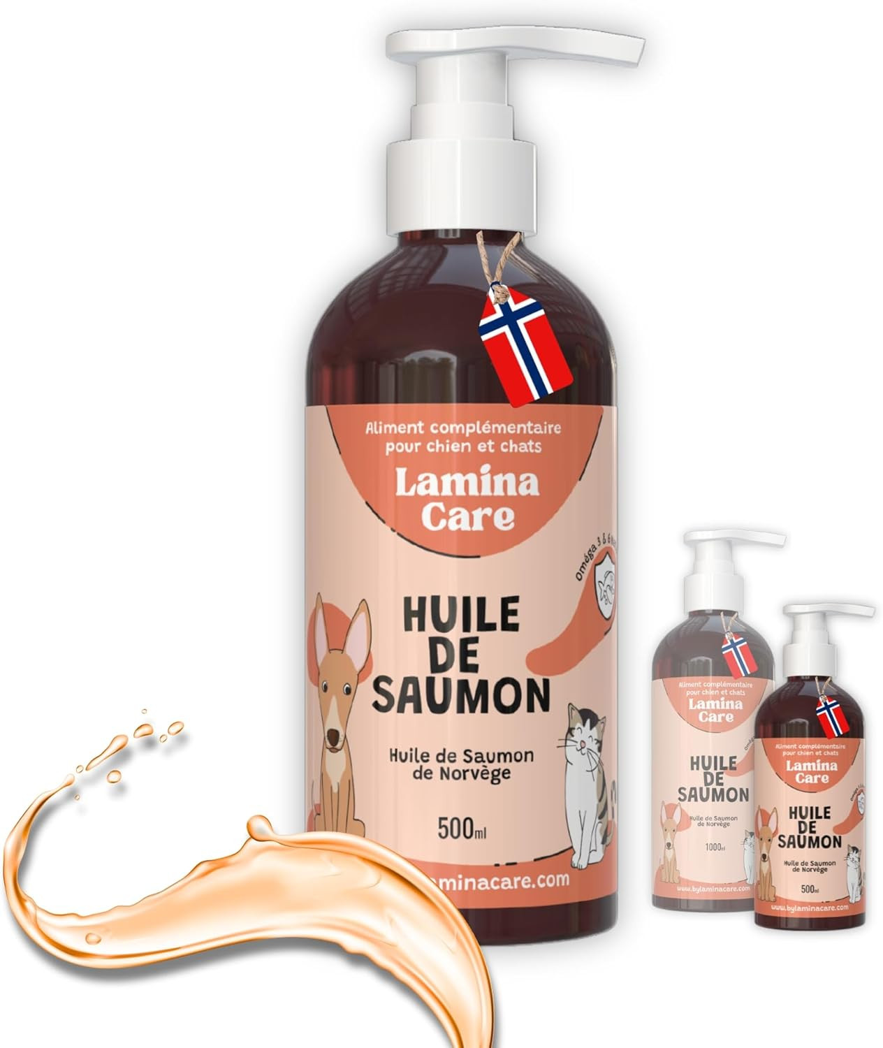 Huile de saumon pour chien 500ml vitalité immunitaire et articulations