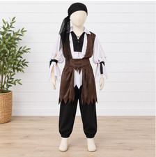 RUBIE'S Boys Tattered Caribbean Pirate Costume M 8-10 Halloween NWT