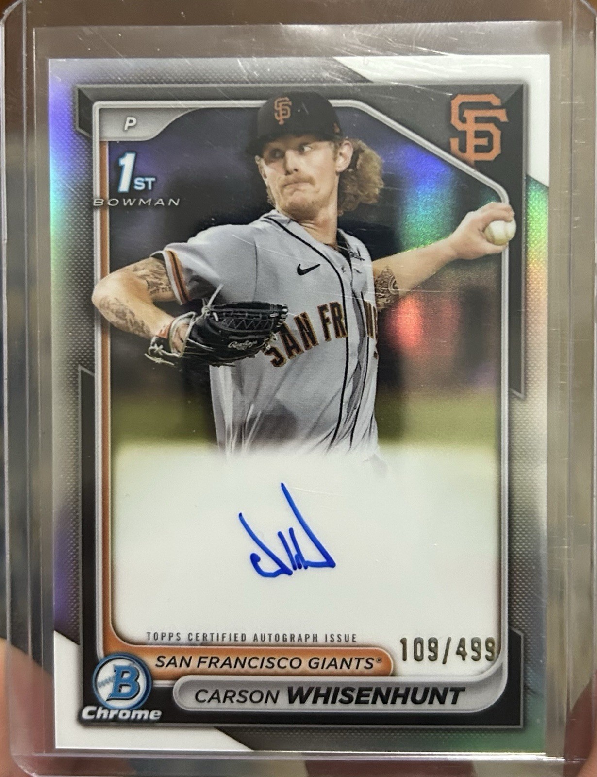 2024 Bowman Carson Whisenhunt #CPA-CW Chrome Prospect Auto Refractor /499