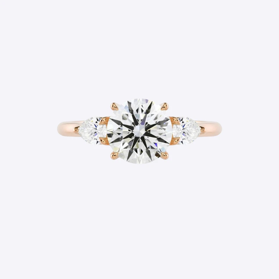 14k Rose Gold Diamond Ring Lab Grown Round 2.85 Carat  IGI Certified Size  6 7 - Image 4 of 4