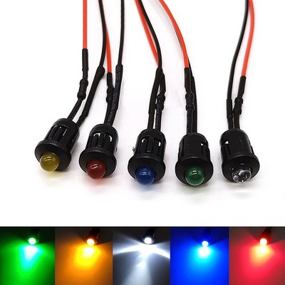5mm LED Prewired 20cm with Holder 3V 6V 12V 24V 36V 48V 110V 220V Emitting Diode