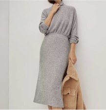 Anthropologie saturday Sunday womens XS Mariah Ribbed Knit Midi Grey Dress 