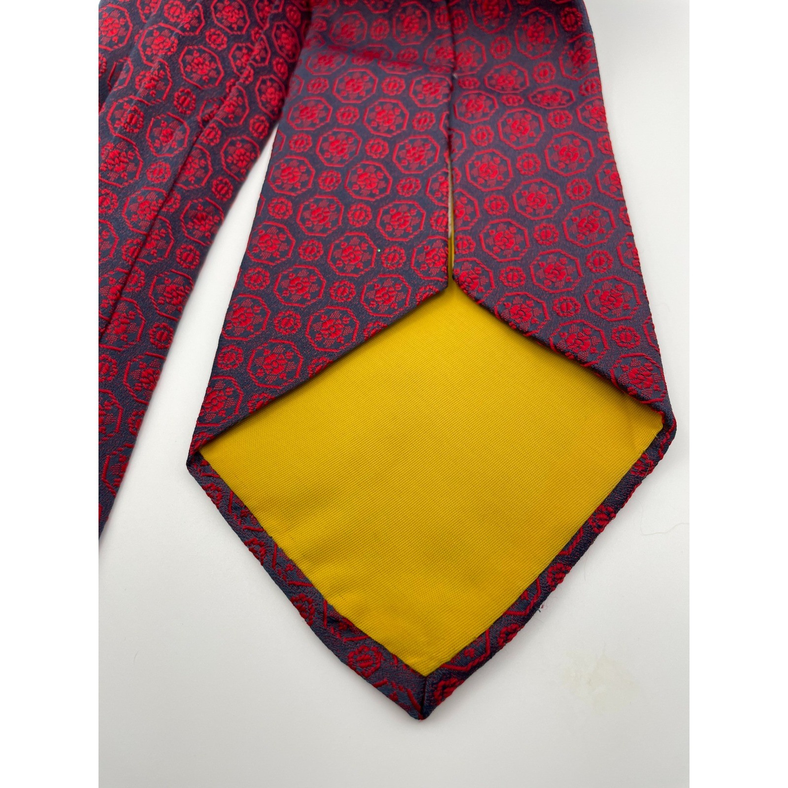 Johnny Carson Red Geometric Pattern Silk Blend Ne… - image 4